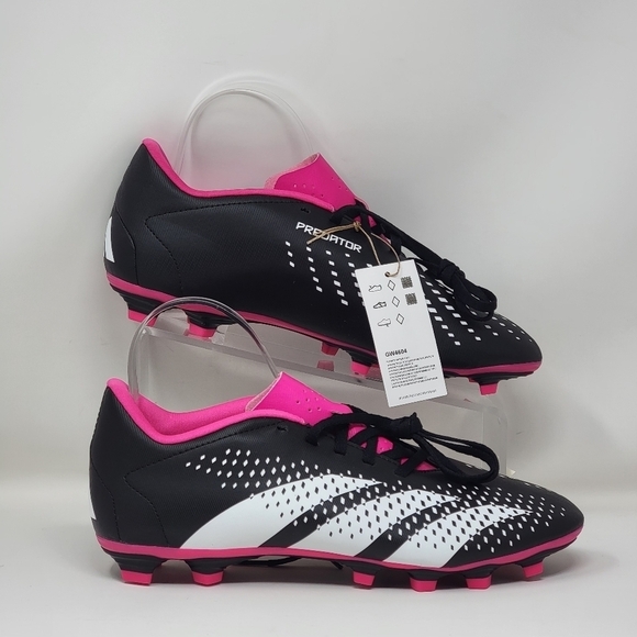 Adidas Unisex Accuracy.4 FxG GW4604 Soccer Cleats Black/Pink Men 11 Wmns 13 New - Picture 2 of 11